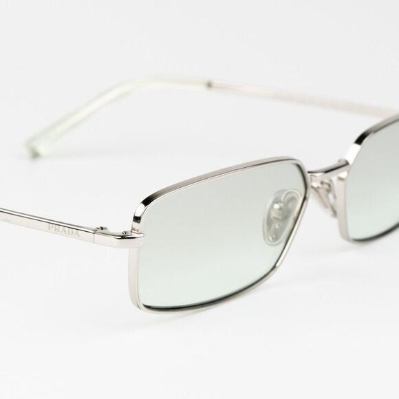 NEW Prada PRA60S 1BC80G Silver Grey Mirror Rectangle Unisex Sunglasses 0PR A60S - Picture 8 of 12